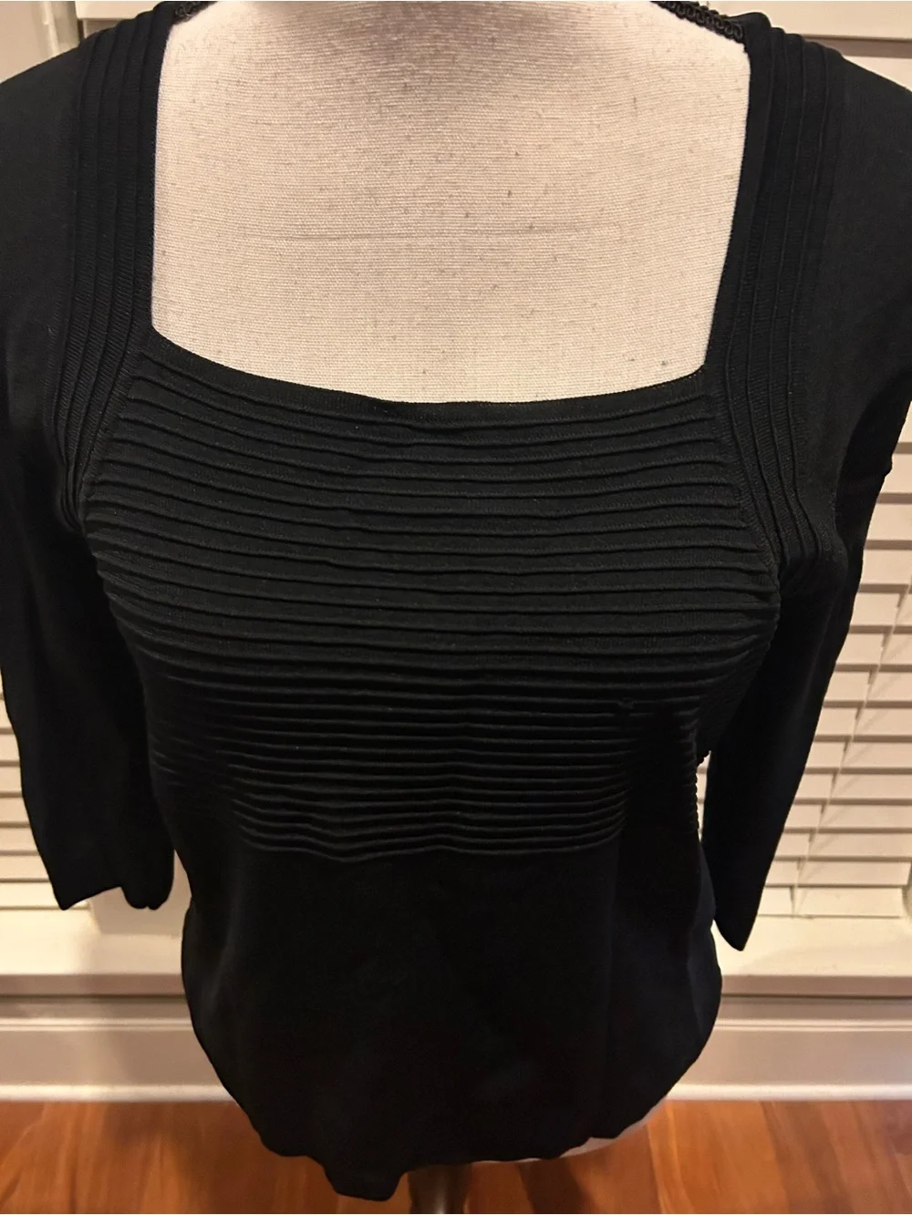 Cable & Gauge Black Square-Neck Ribbed Knit Top - Picture 2 of 7